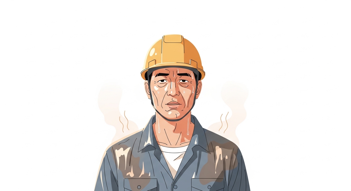 中年男性　仕事　汗　匂い